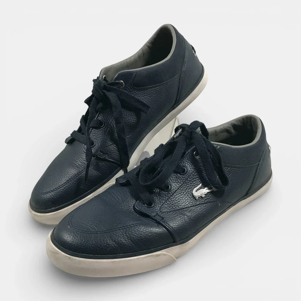 Lacoste Bayliss 118 1 U Navy Blue Crocodile Logo Lace Up Shoes Mens US 8.5 EU 41